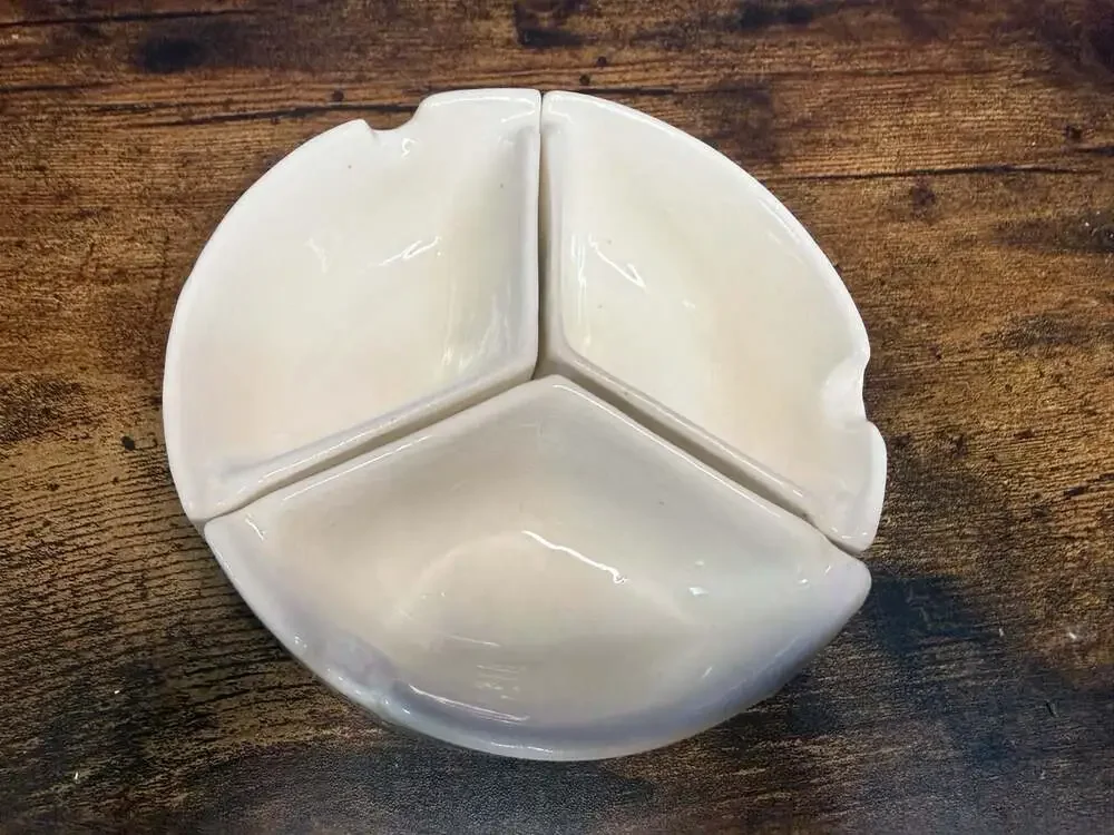 Vintage Ceramic 3-Section Strawberry Condiment Serving Dish